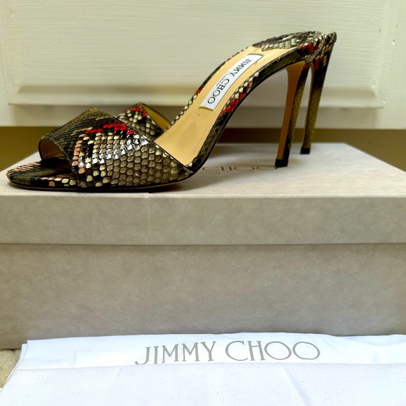 Jimmy Choo Python Mules - Picture 1 of 9